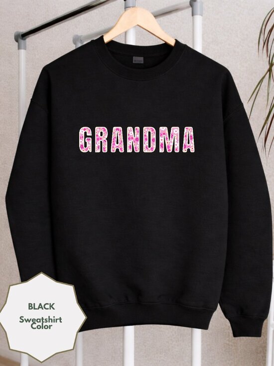 Gildan Tops - Floral Grandma Sweatshirt Black Nana Crewneck Gift for Grandma Cozy Personalized